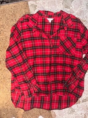 Red Plaid  Button-Up Shirt